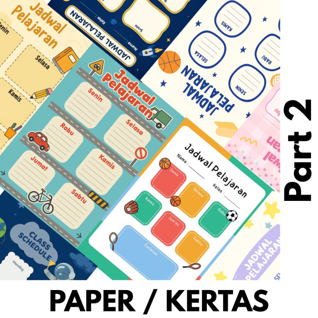 Part 2 - Kertas/Paper Jadwal Mata Pelajaran Sekolah / Kuliah | School Schedule | Banyak Variasi Gamb