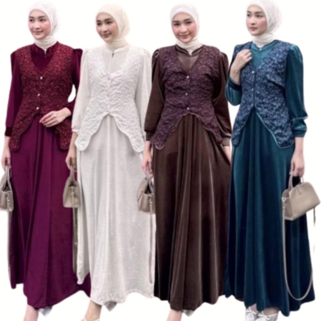 Mirna Gamis Bludru Gamis Kondangan Lebaran Gamis Pesta Wanita Busana Muslim Wanita Size XL