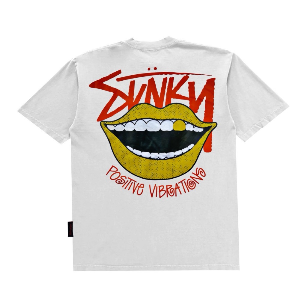 T-SHIRT DISTRO SEVENKEY POSITIVE VIBRATION PUTIH KAOS DISTRO PRIA