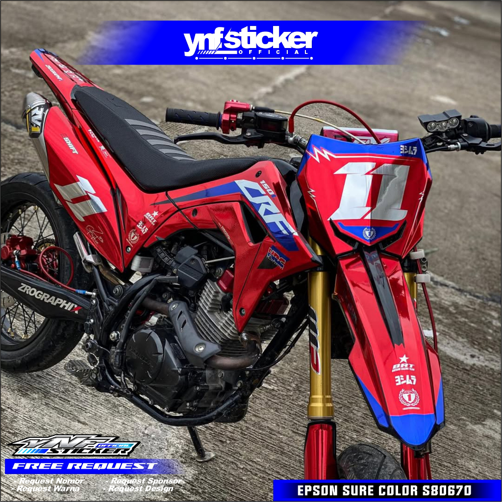 DECAL CRF 150 / STIKER CRF /DECAL CRF / HOLOGRAM / CHROME FULL BODY BISA CUSTOM MERAH SIMPEL