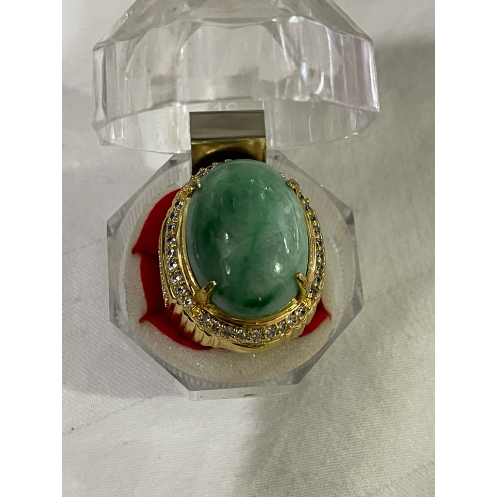 Loosestone Batu cincin Giok Burma Apple Green tipe A