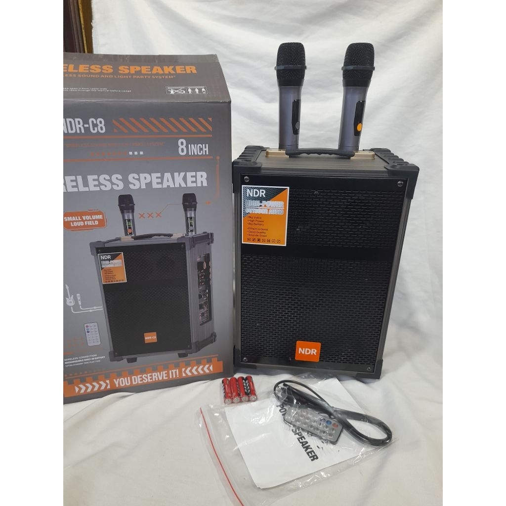 wireless speaker  ndr c8 1000 watt pmpo 8 inchiMerk NDR26 x 20 x 38 cm
harga promo rp550.000
Barang 
