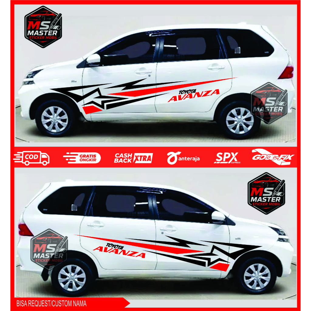 Stiker Cutting mobil Avanza Stiker Striping List body samping tahan lama Toyota Avanza