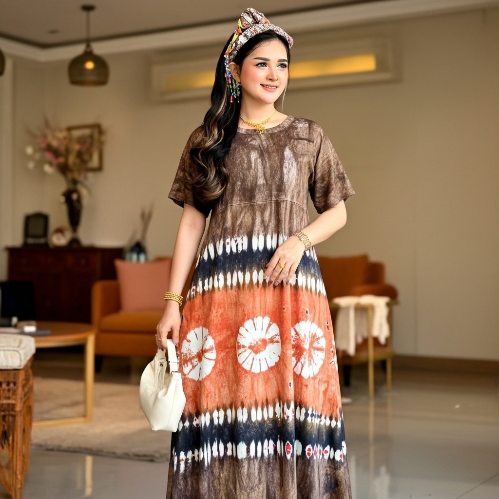 DASTER KAOS JUMBO PANJANG LENGAN PENDEK MOTIF ABSTRAK KEKINIAN BUSUI DEPAN ADEM MURAH