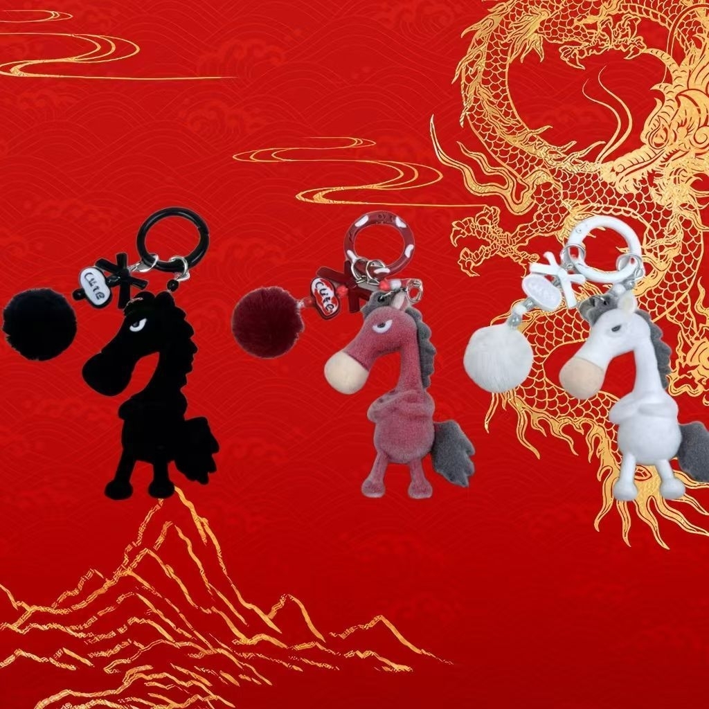 Gantungan Tas Boneka Kuda Hitam Merah 2026 Tahun Kuda Aksesoris Tas & Gantungan Kunci