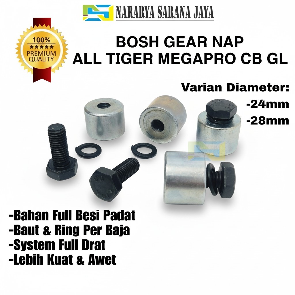 Bosh Nap Gear Tromol Belakang Tiger Revo Megapro Primus Lama Cb Gl Pro Max Drat Full Besi Baut Baja
