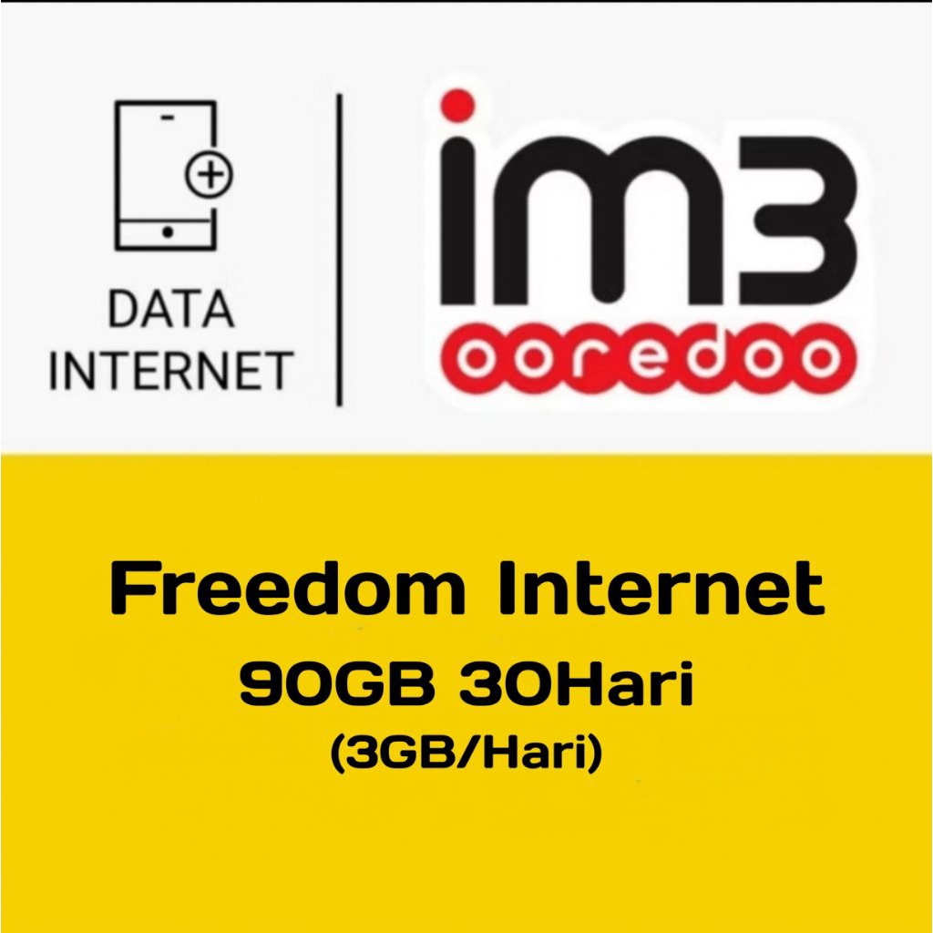 Paket/Kuota Indosat Ooredoo 90GB 30Hari (3GB/Hari) | Freedom Internet