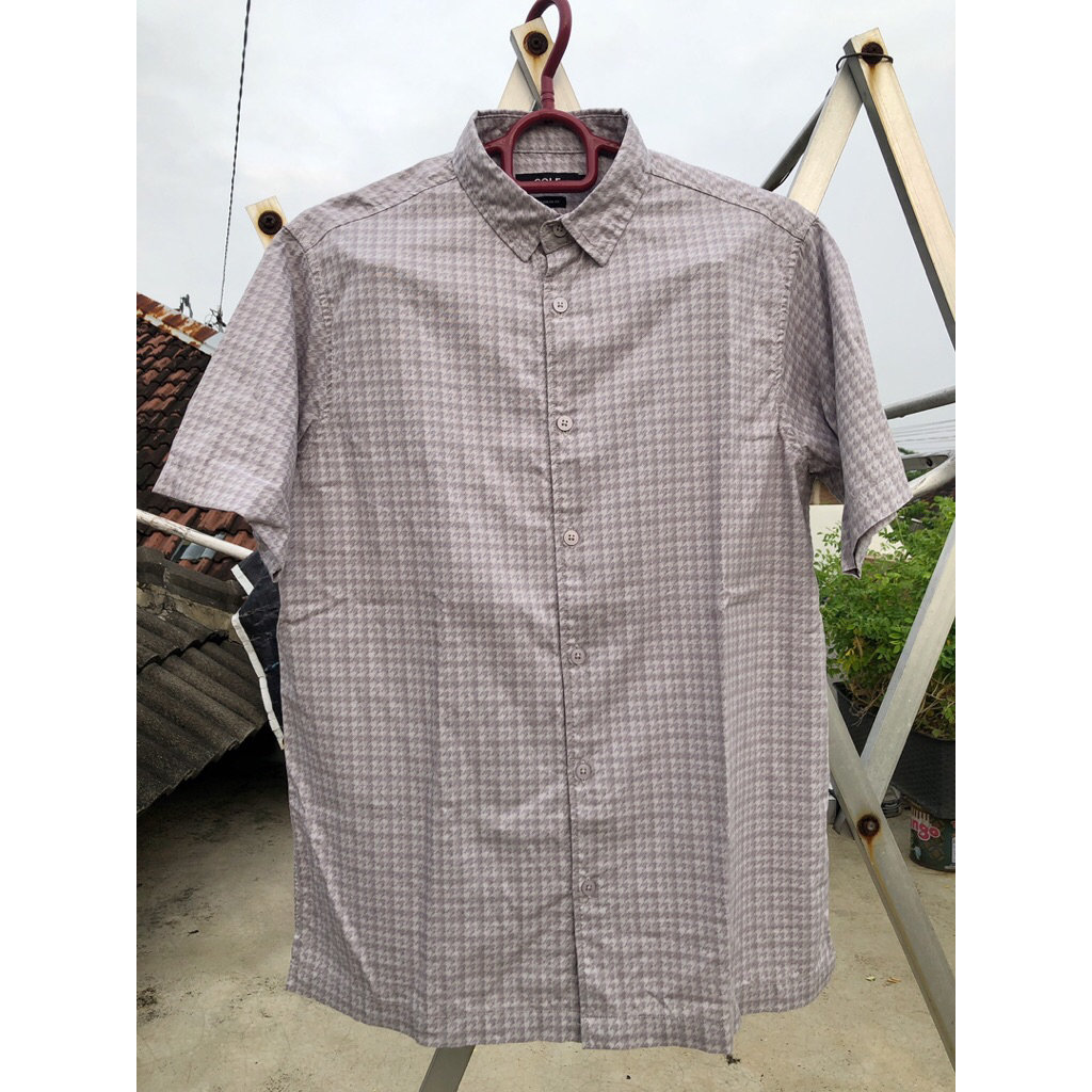 Kemeja Original Cole Houndstooth Casual Vintage Kemeja Vintage Cole Lengan Pendek Kemeja Lengan Pend