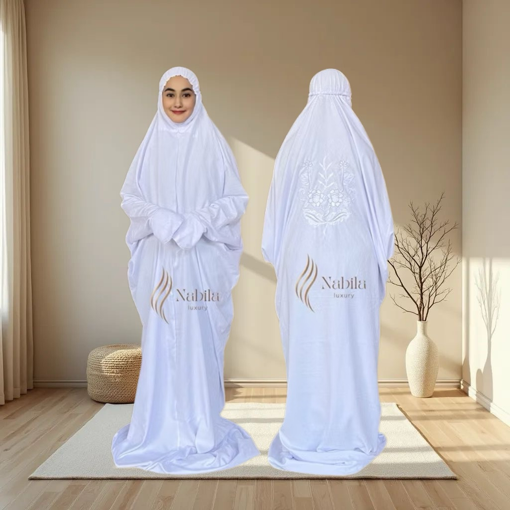 Bella - Mukena Dewasa Terusan Travelling Katun Mikro Polos - Mukena oleh oleh haji - Mukena oleh ole