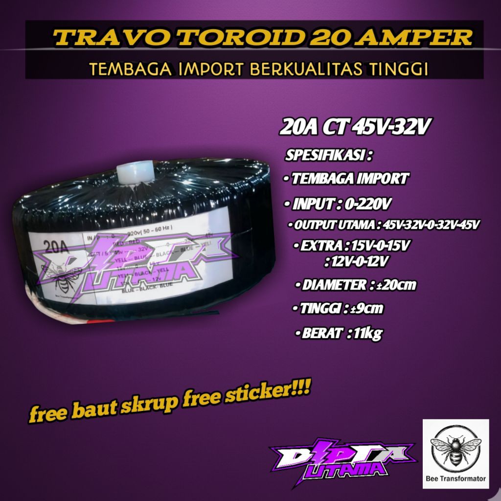 travo donat 20a ct 45v-32v spek standart