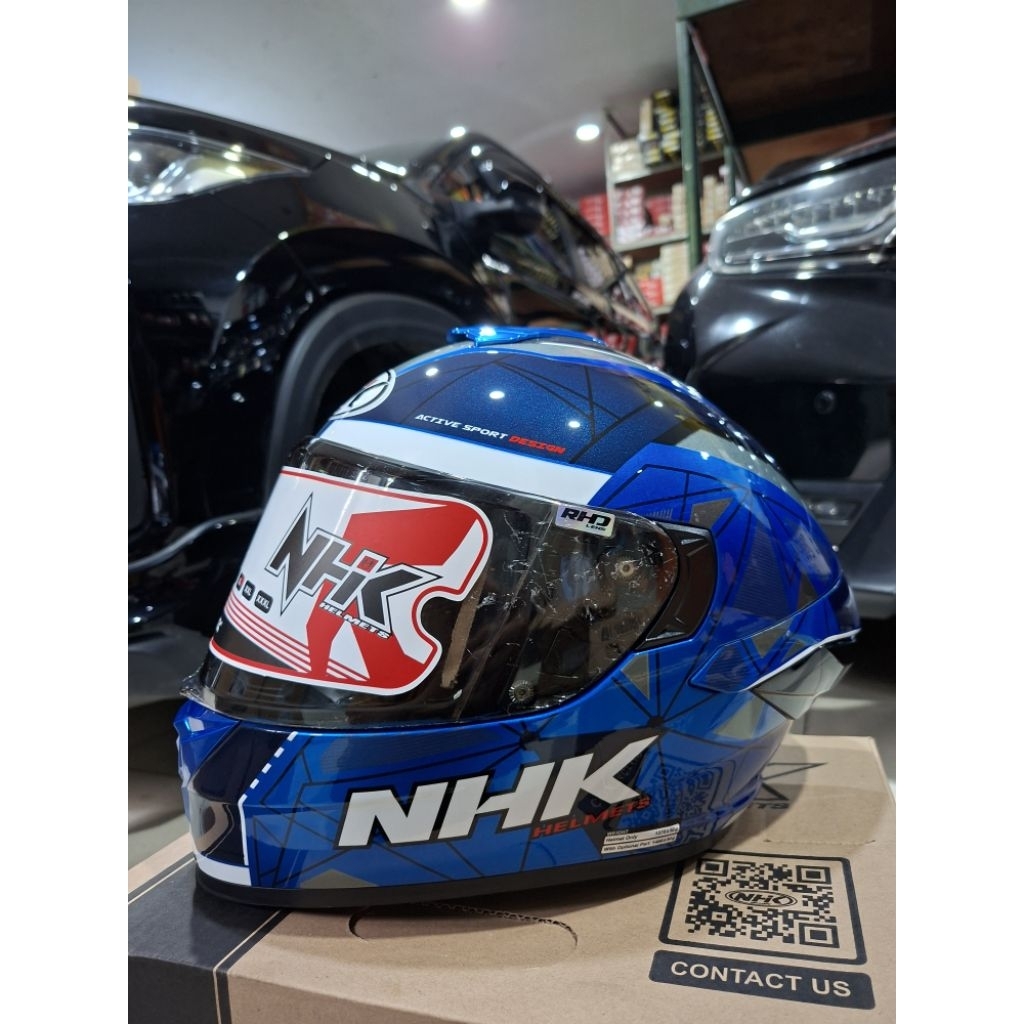 HELM NHK MARK-1 MOTIF TRIANGLE BLUE MANDALIKA_FULL FACE