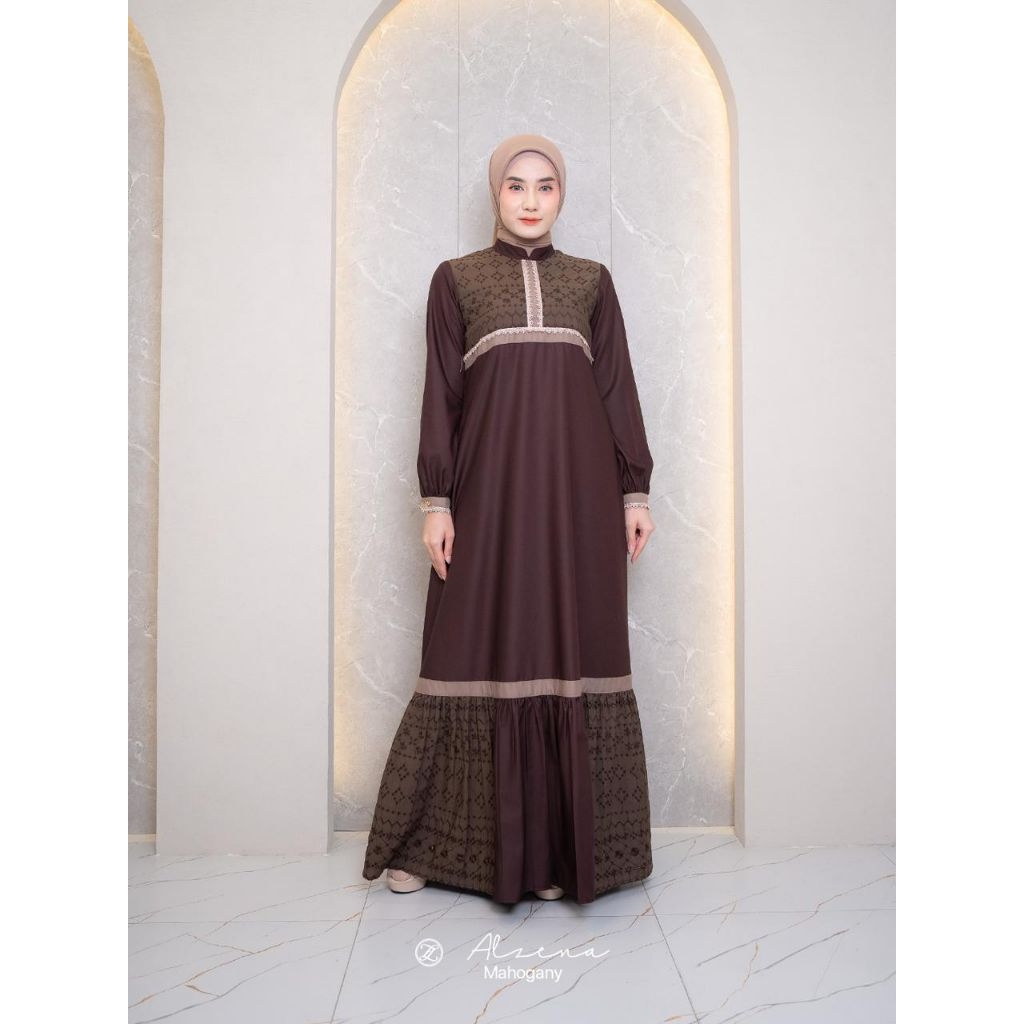 Alzena dress by zalifa, gamis lebaran, gamis motif, gamis simple, gamis lebaran