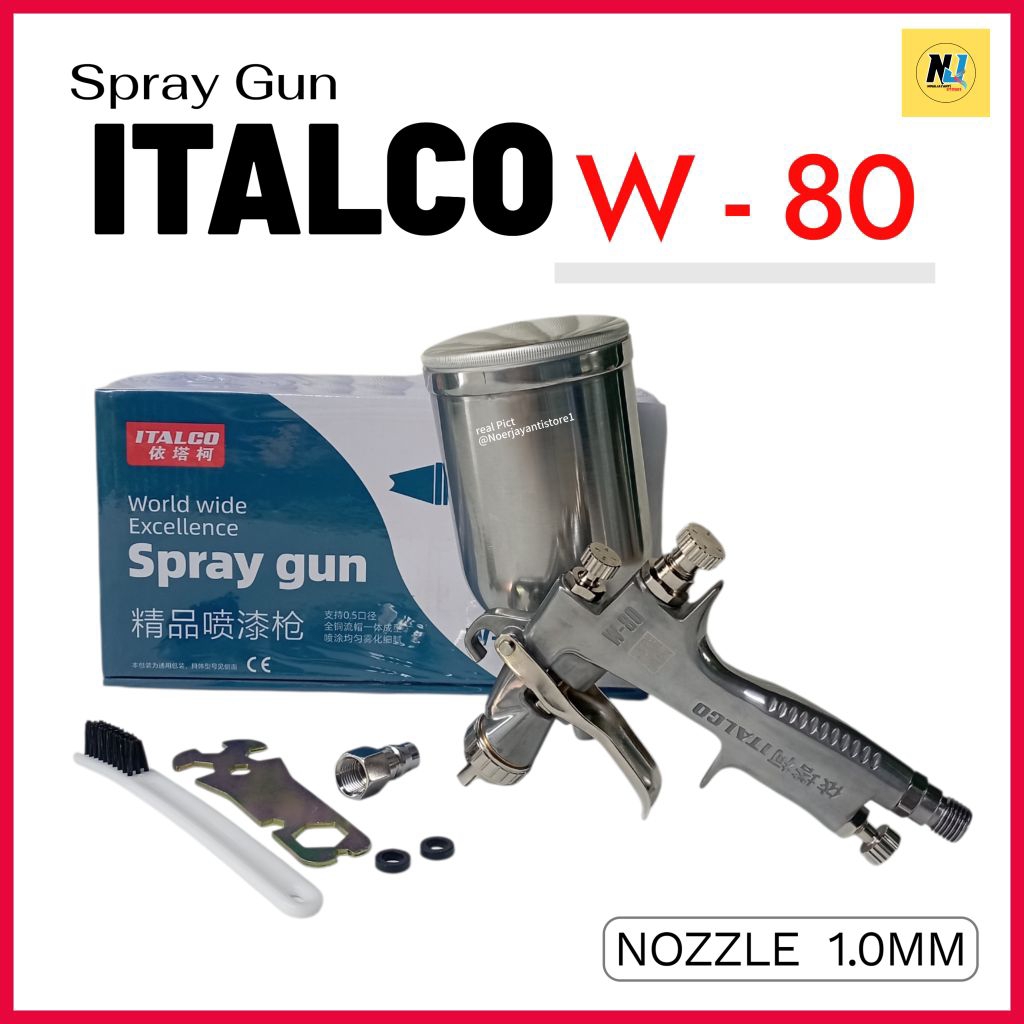 ITALCO W-80 SPRAY GUN SET PLUS REGULATOR | FILTER | COUPLER PF20 ( ORIGINAL PRODUCT )