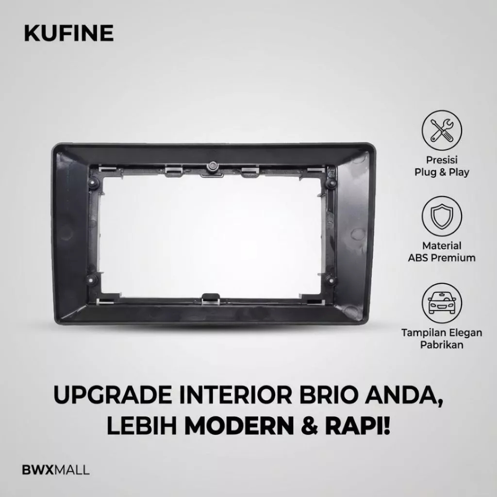 KUFINE Frame Head Unit Honda Brio 2012 Ukuran 10 Inch Panel Dashboard Android Fascia Dudukan Tape Mo