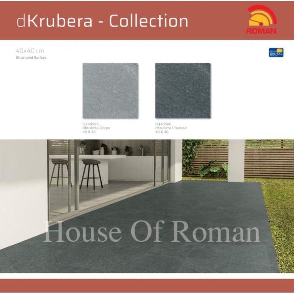 Roman Keramik Lantai 40x40 dKrubera Series (Stone Mood) / Keramik Lantai Teras Kasar / Keramik Lanta