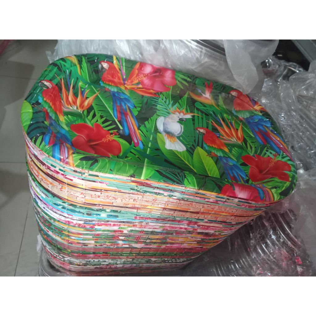 2 pcs Nampan kotak karakter bunga kecil/baki plastik karakter segi gambar bunga/nampan