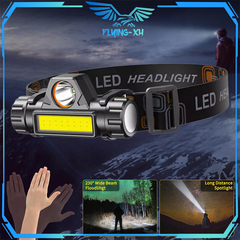 Senter Kepala Outdoor Headlamp Camping Rechargeable Sentar Kepala Super Terang Senter Headlamp Gunun