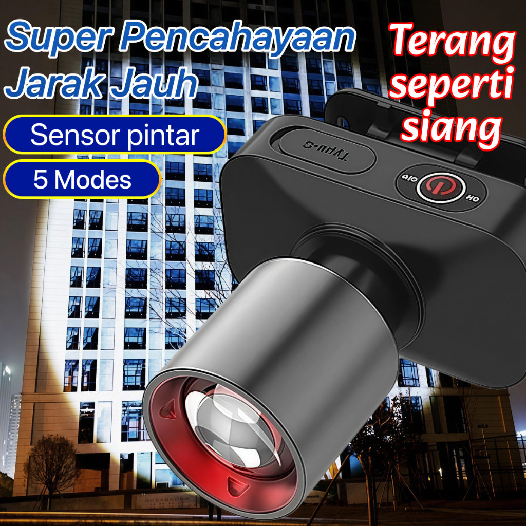 Senter Kepala Super Terang Anti Air 1000 Lumen Senter Led Super Terang Lampu Senter Kepala Zoom Supe
