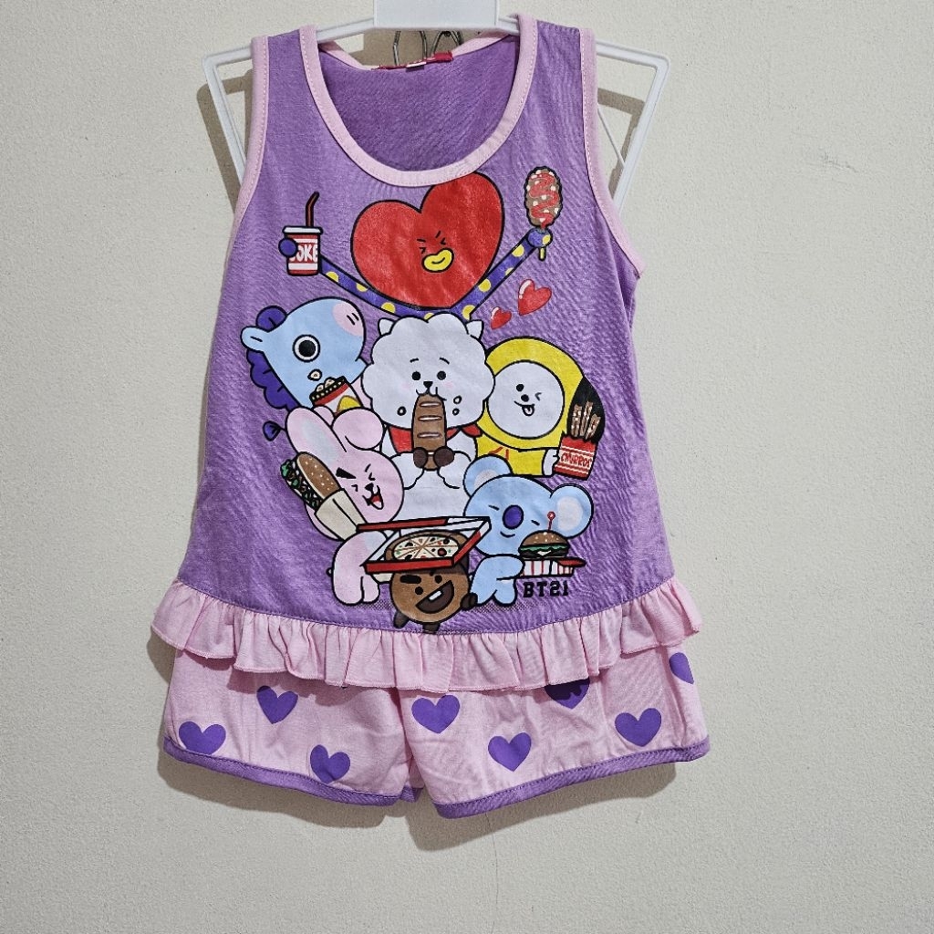 HAWE 9015 Stelan singlet sablon anak perempuan karakter