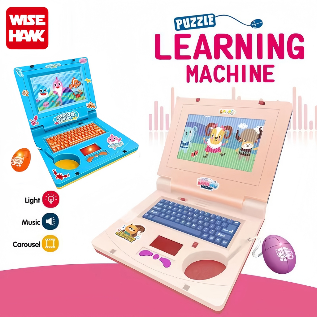 WISEHAWK Mainan Laptop Laptop Mainan Pendidikan Catoon Imitation Laptop Dengan Lampu Dan Musik Untuk
