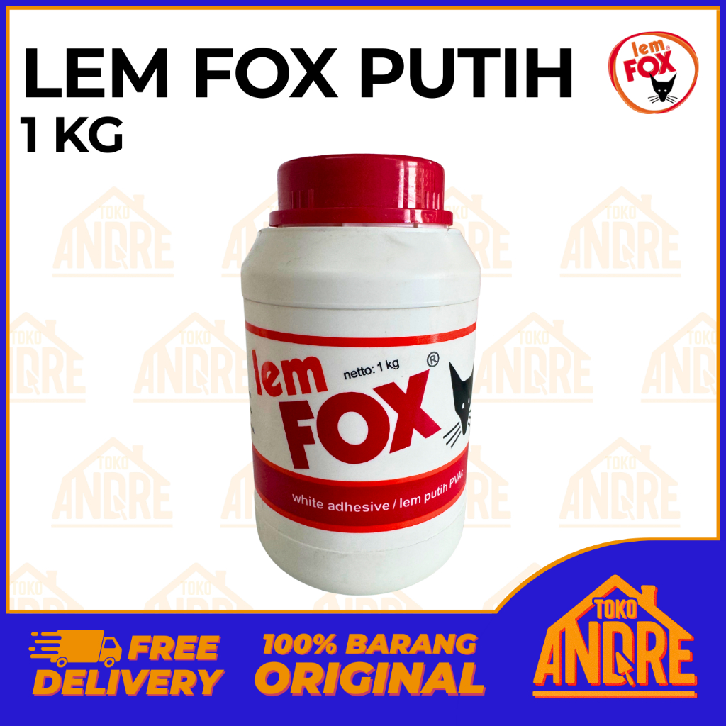 Lem Fox Putih 1 Kg / 1000 Gram Botol Lem Serbaguna Kertas Lem PVAc 1 Kilo / 1000 Gr Lem Kayu