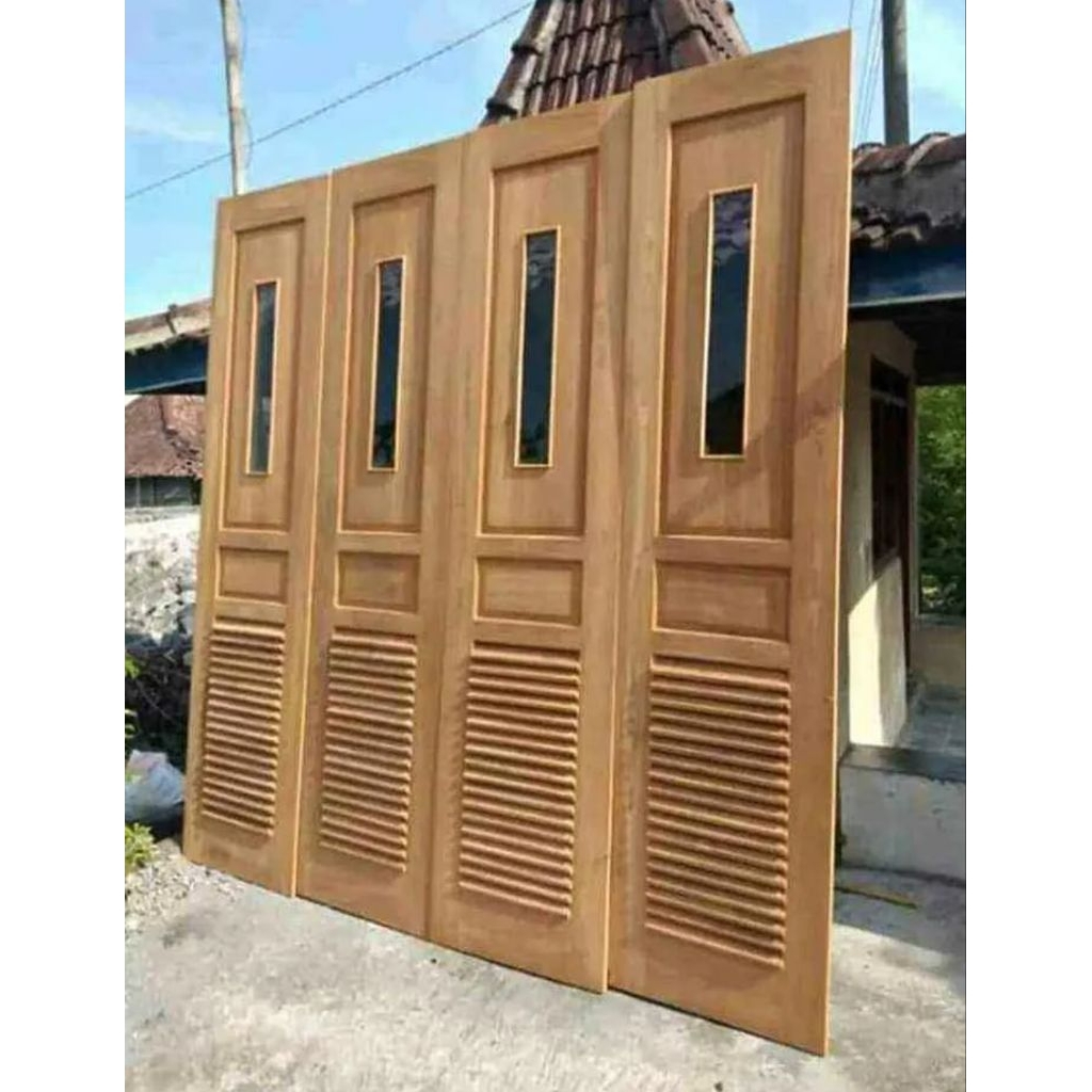 pintu garasi jati model krepyak