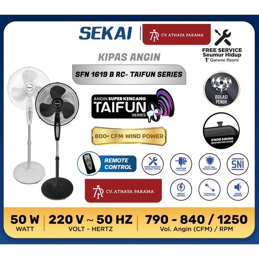 Kipas Angin Sekai SFN 1619 B RC (Remote Control) Stand Fan 16 inch