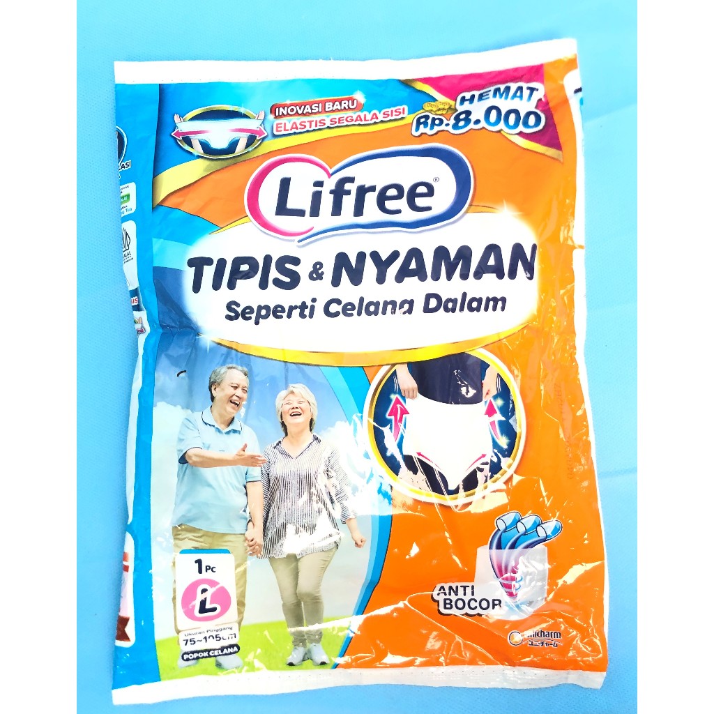 Pampers Lansia Lifree Pants L 1 Pcs Popok Dewasa Unicharm Pinggang 75-105cm