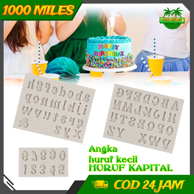 Cetakan Silikon Huruf Latin Angka Arab 3D Kapital Kecil DIY Kue Lilin Sabun Resin Gypsum Aromaterapi