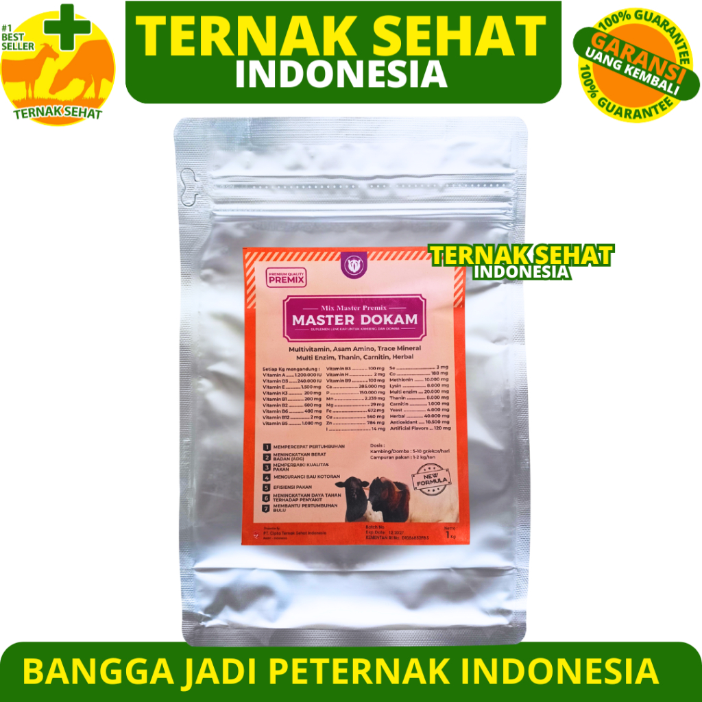 PREMIX DOMBA KAMBING MASTER DOKAM 1 KG - Premix Pemacu Pertumbuhan & Penggemukan Kambing Domba