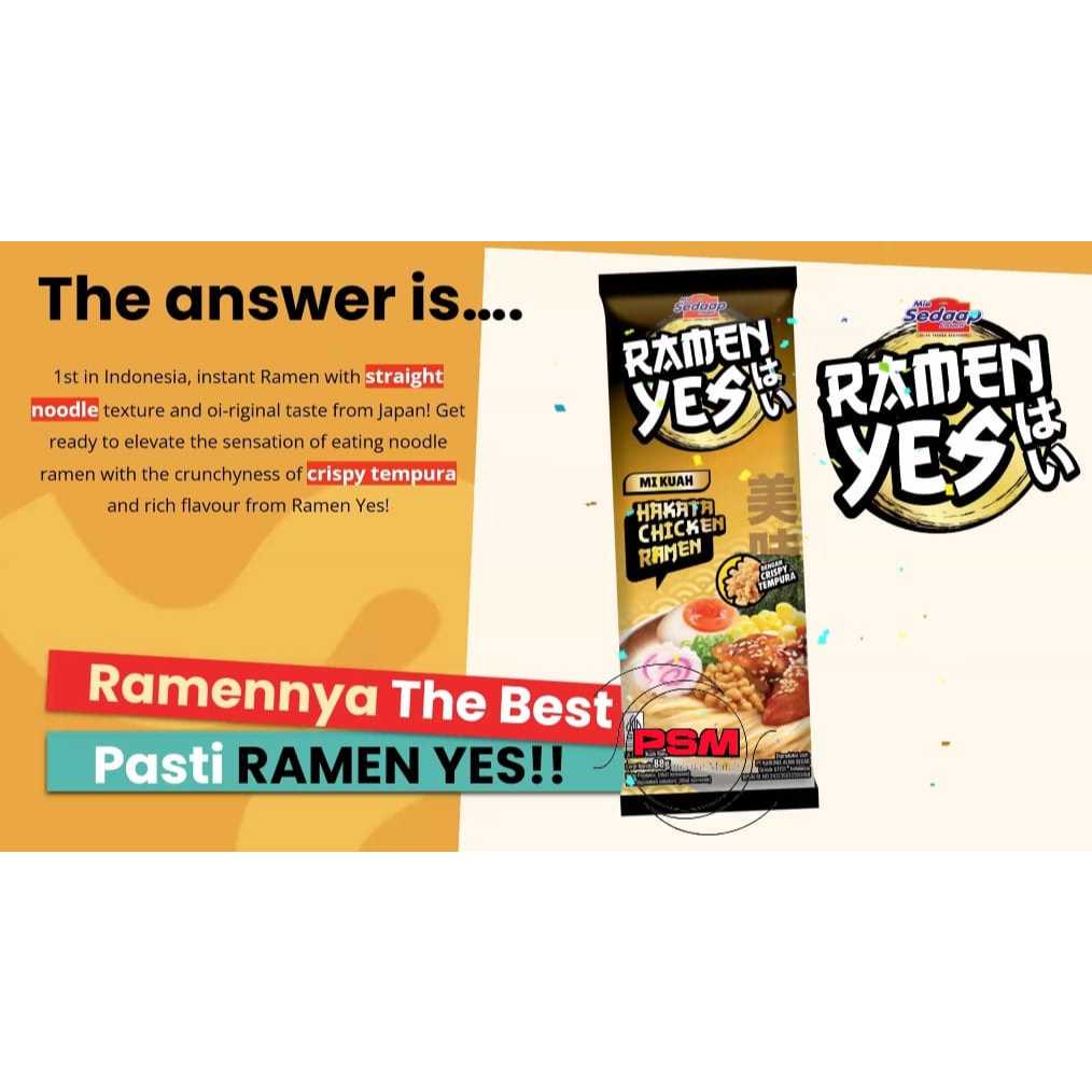 1 DUS (60 PACK) ~ PSM ~ RAMEN YES MIE SEDAAP MIE KUAH HAKATA CHICKEN RAMEN
