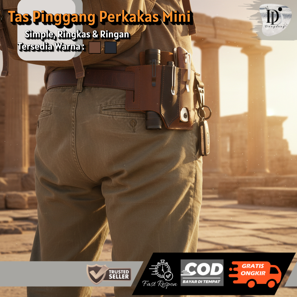 Tas Pinggang Perkakas Mini, Toolkit Holster Multitool Teknisi - Kulit PU Simple & Ringkas PF1