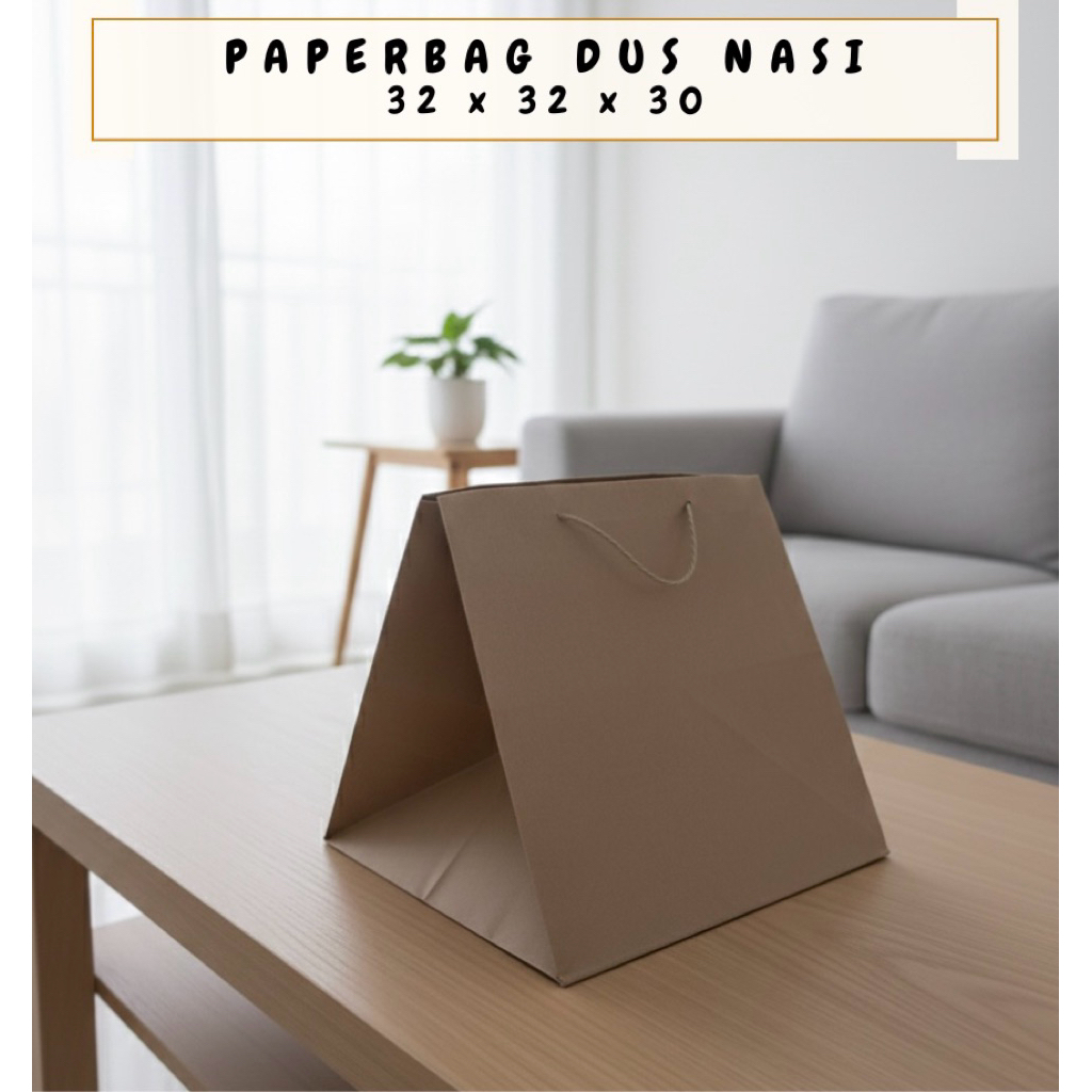 PAPERBAG COKLAT DUS NASI BESAR / TAS KERTAS COKLAT DUS NASI / PAPERBAG COKLAT BENTO BOX