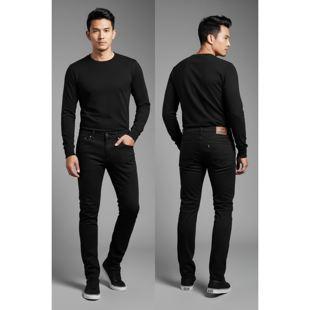 Slimfit Celana Jeans Pensil Pria Hitam Original Newcensmore Denim Premium Stretch Karet Lembut Nyama