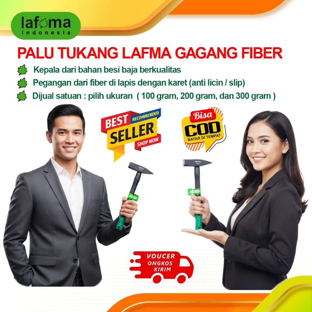 Lafma Palu Tukang Perbuah Gagang Fiber 100 200 300 gram Merk Lafma ( harga perbuah ) palu besi kecil