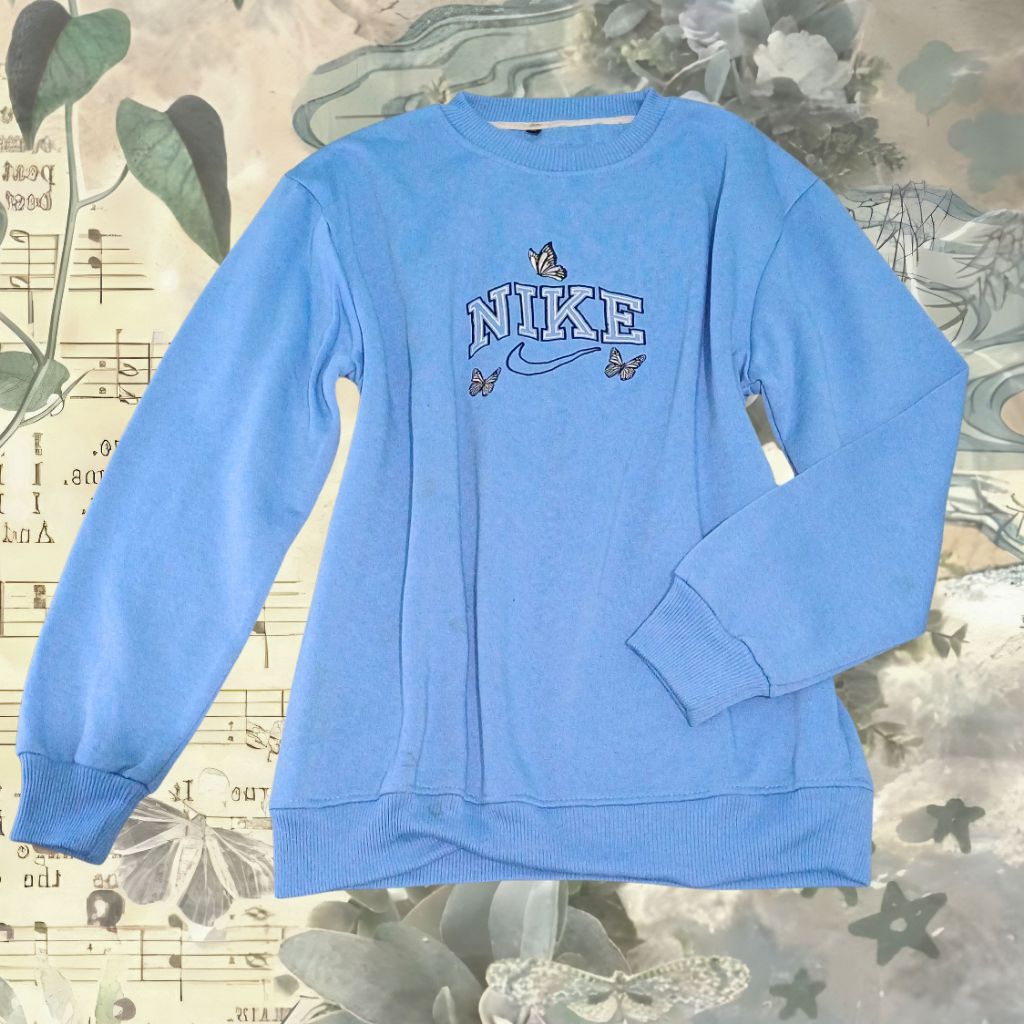 sweater nike blue butterflies streetwear y2k style (preloved)