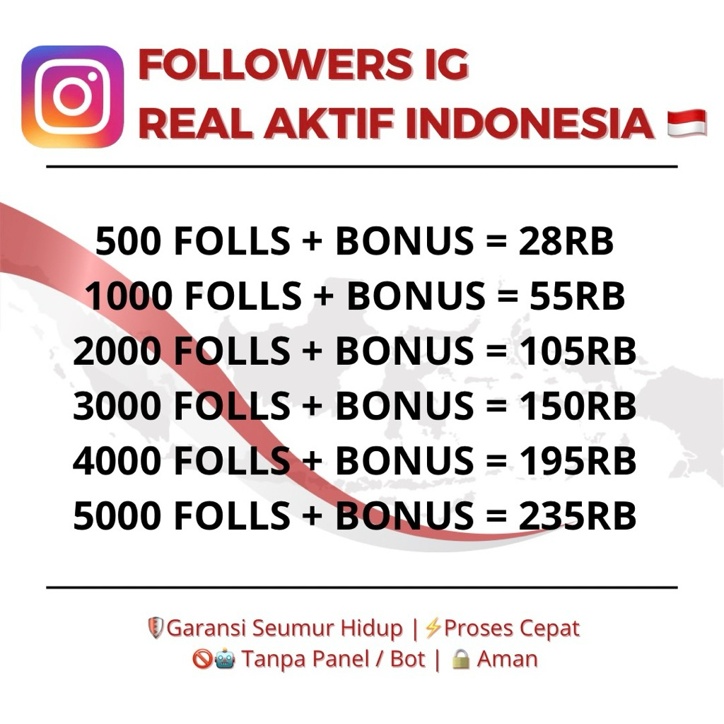 Folls IG Indo Followers Indonesia Permanent Real Asli Aktif Instagram