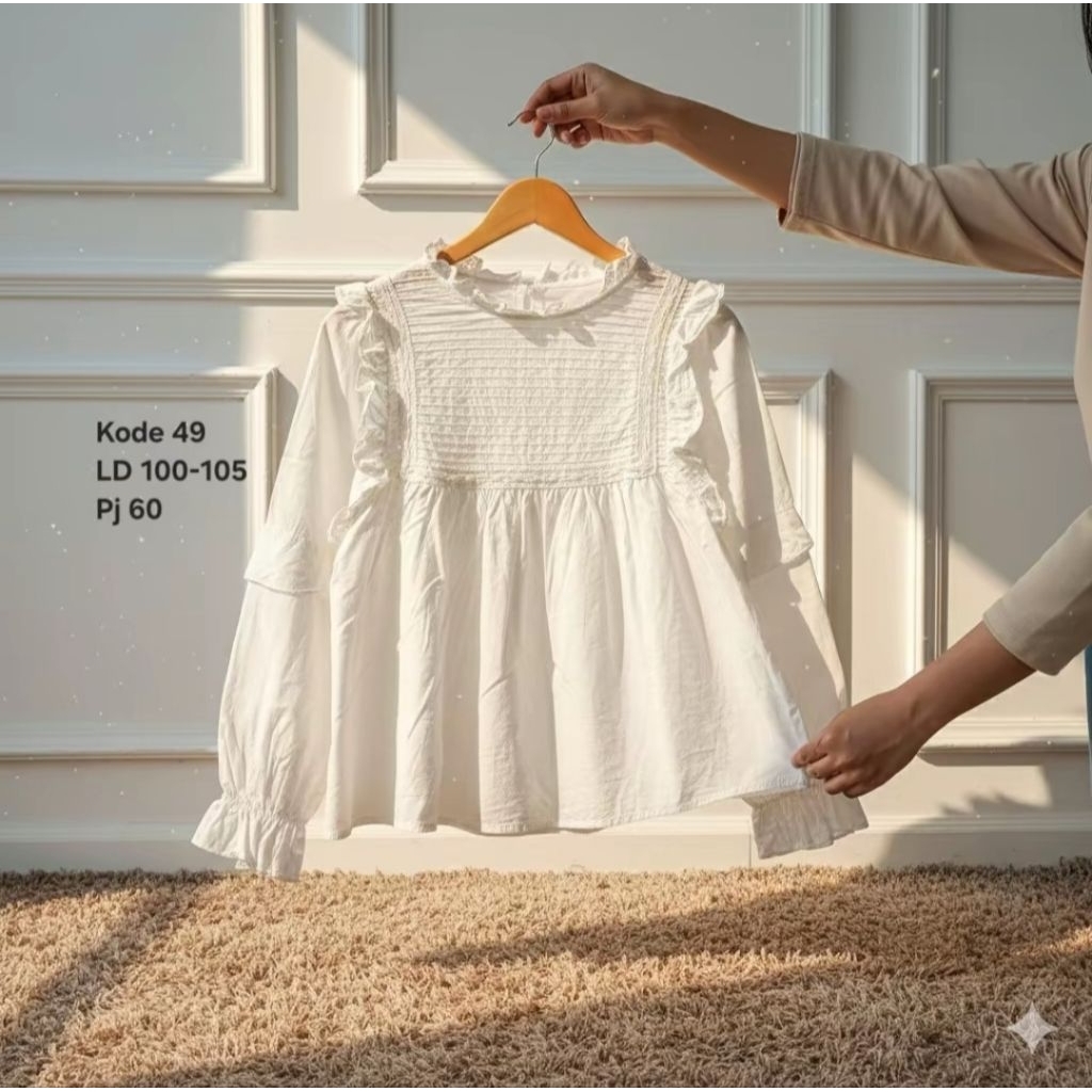 Blouse putih ruffle kode 49