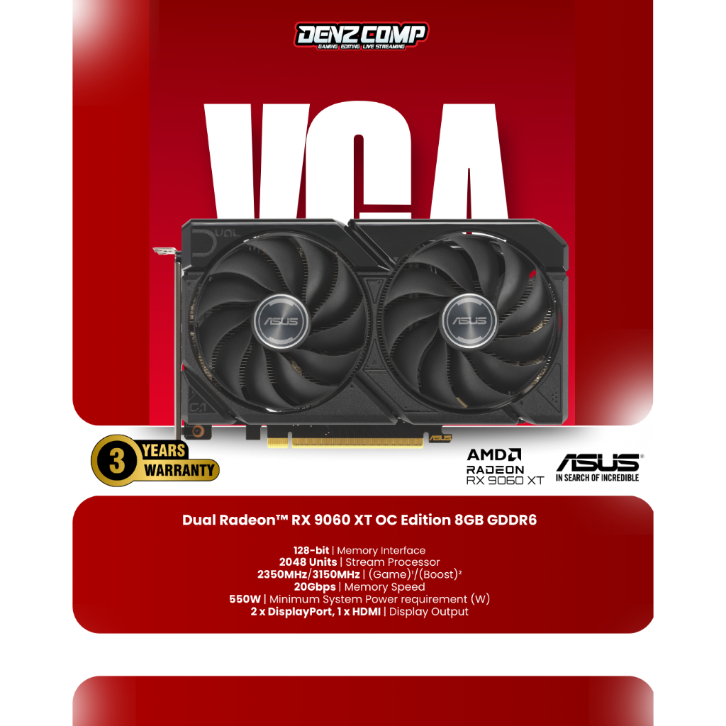 ASUS Dual Radeon RX 9060 XT 8GB GDDR6 / RX9060 XT