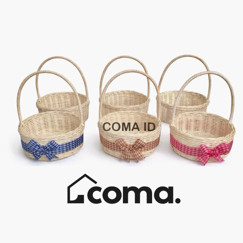 Keranjang Rotan Bulat / Keranjang Hampers Rotan / Keranjang Souvenir Rotan