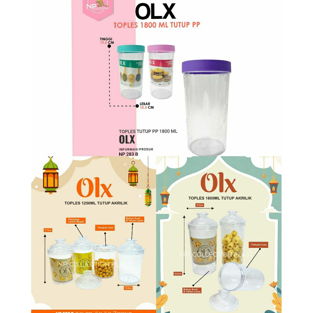 Toples kue Akrilik Bening OLX NP / Toples Kue OLX 1250ML/ Toples Kue Lebaran OLX/ Toples Drat Akrili