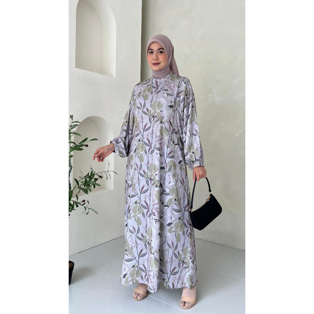 GAMIS HANIYAH PRINT / BAJU WANITA MUSLIM/ WARNA DIABI ADIBA/ GROSIR TANAH ABANG