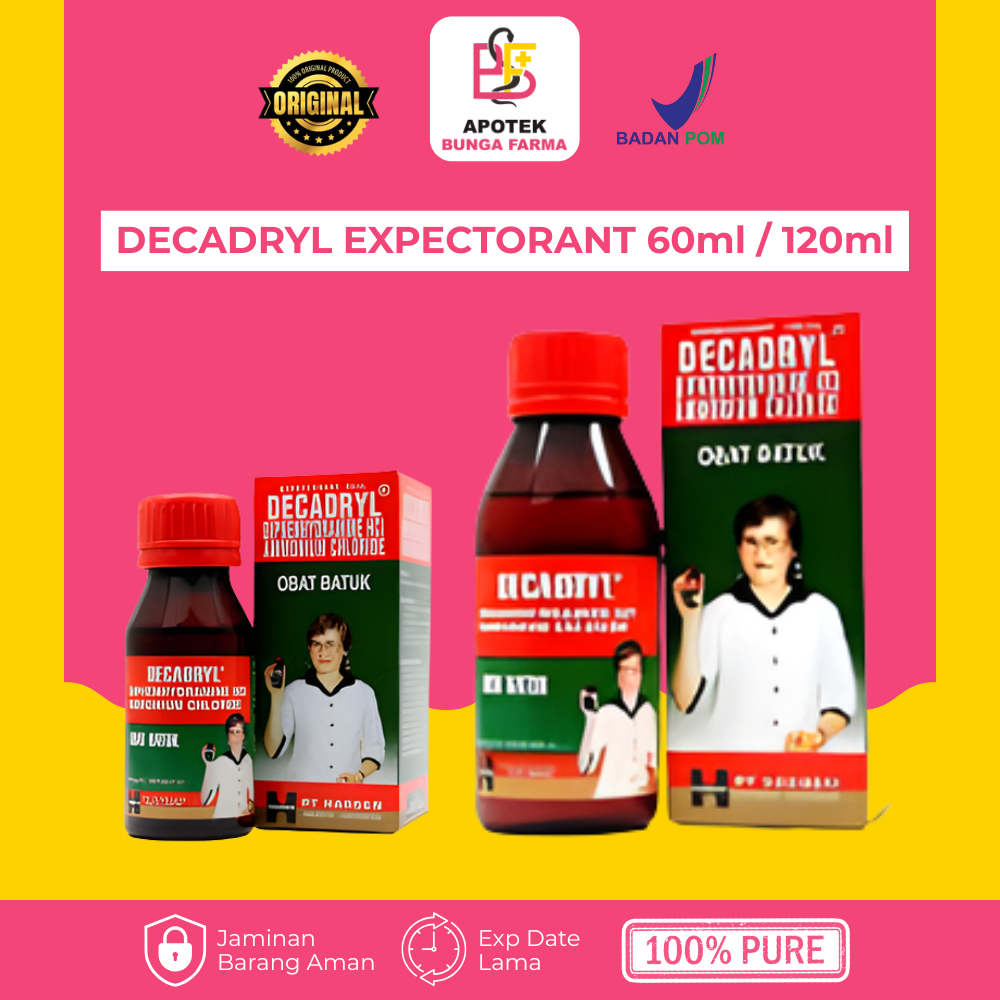 Decadryl Expectorant 60ml / 120ml - Sirup dada sesak dan dahak alergi - Sirup Batuk Berdahak - Obat 