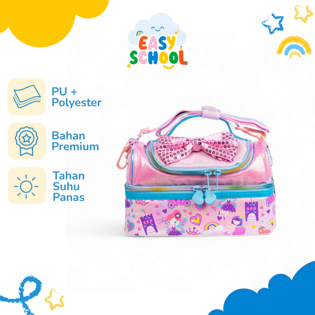 Easy School - Tas Bekal Lunch Bag Box Mermaid Unicorn Tempat Makan Anak Perempuan TK SD - Petter