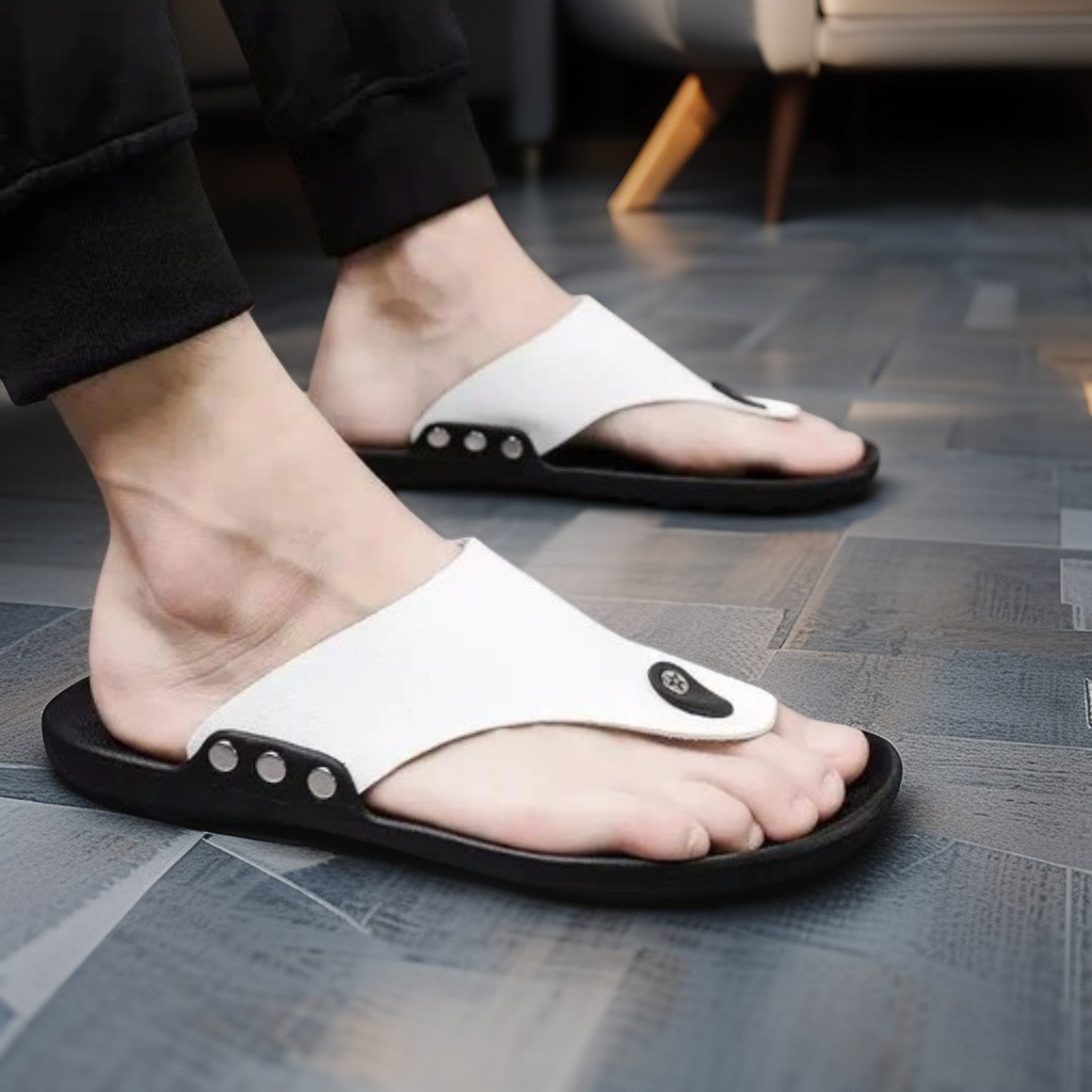 Sandal Jepit Pria Kulit Sintetis Premium Sandal Slide Casual Cowok Model Terbaru Sendal Jepit Distro