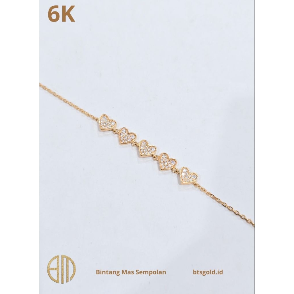 Gelang Rante Hollo Serut Permata Putih Emas Asli