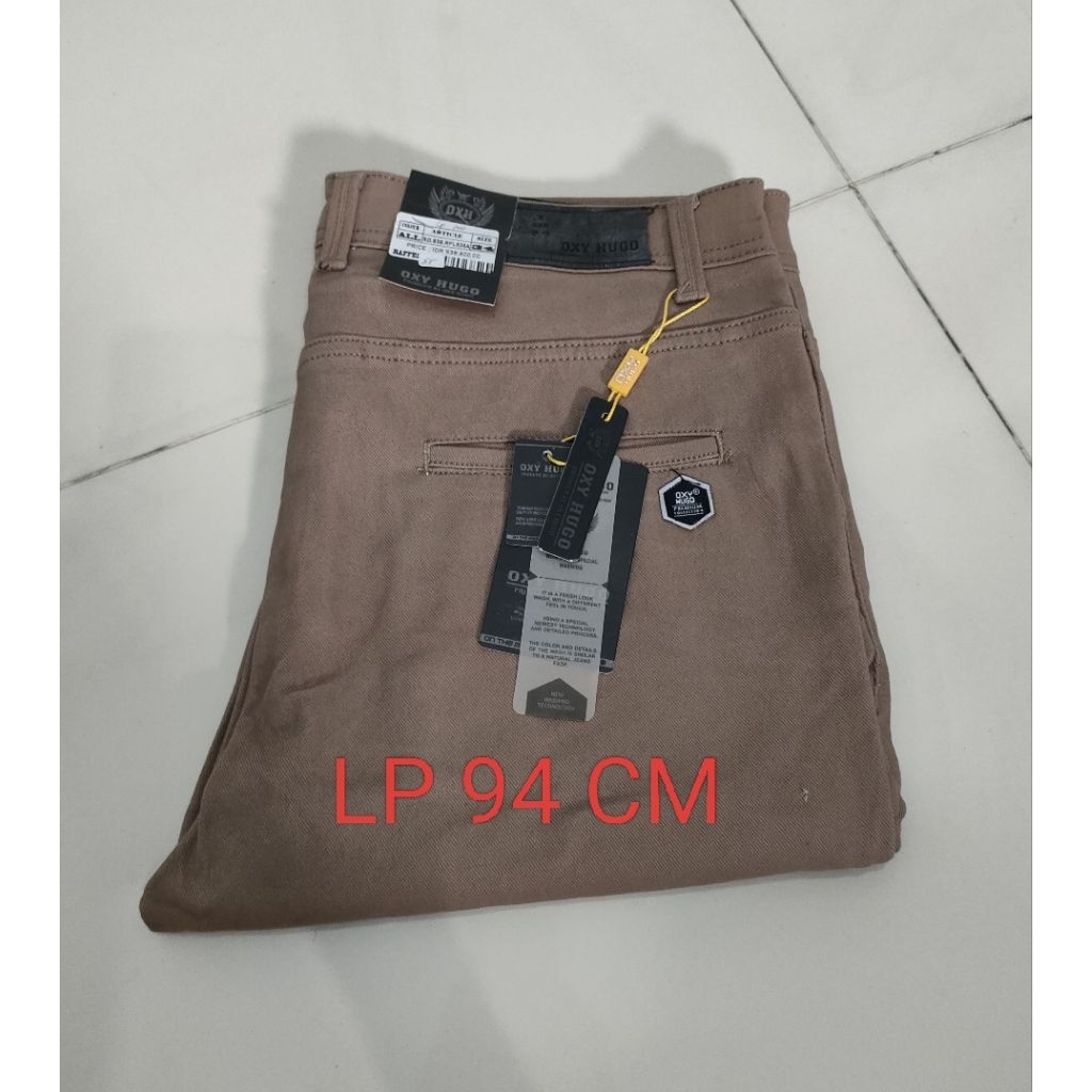 SIZE JUMBO celana panjang laki laki OXY hugo bahan keper karet premium