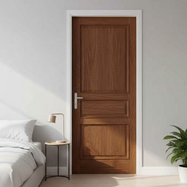 Daun Pintu Kayu Kamper Minimalis Modern Custom Ukuran Cocok untuk Pintu Depan atau Kamar