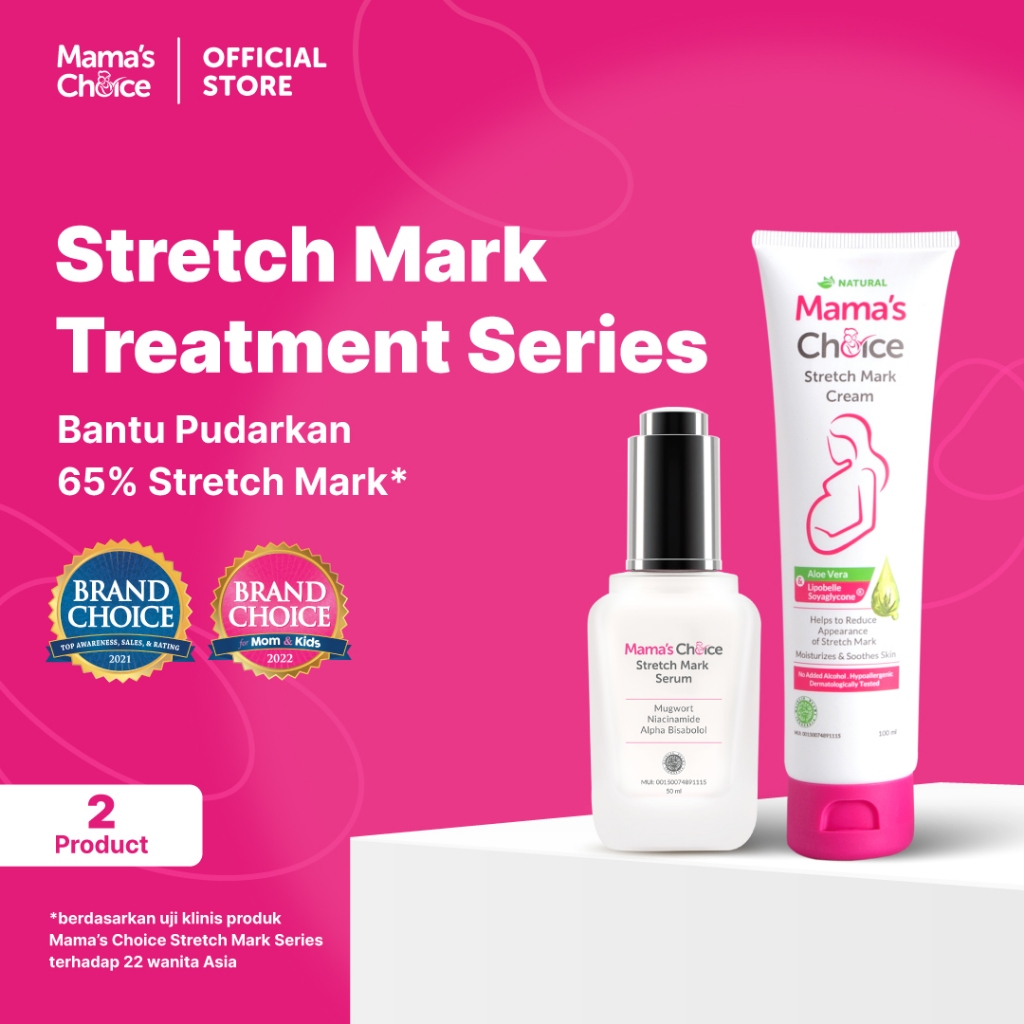 Stretch Mark Treatment Series Mama's Choice (Stretch Mark Cream + Stretch Mark Serum) Krim Strechmar