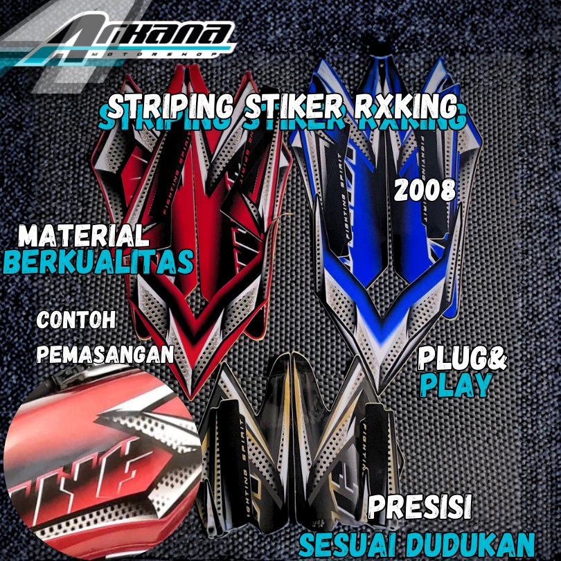 Sticker stiker striping emblem tanki biru hitam merah motor Yamaha RXK RX King 2008